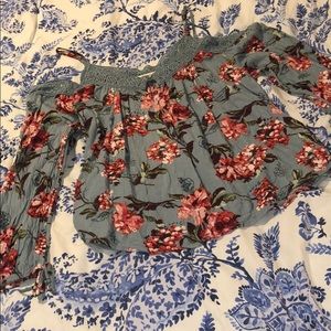 Off the shoulder floral shirt